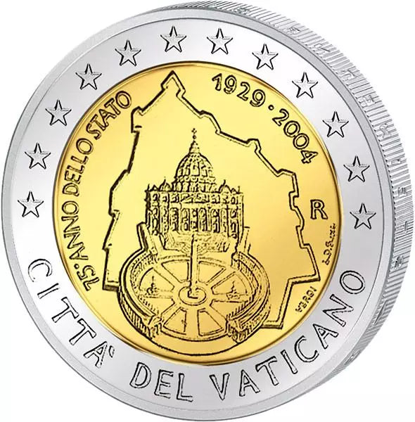 2 euros Vatican 75 ans de la Cité du Vatican 2004