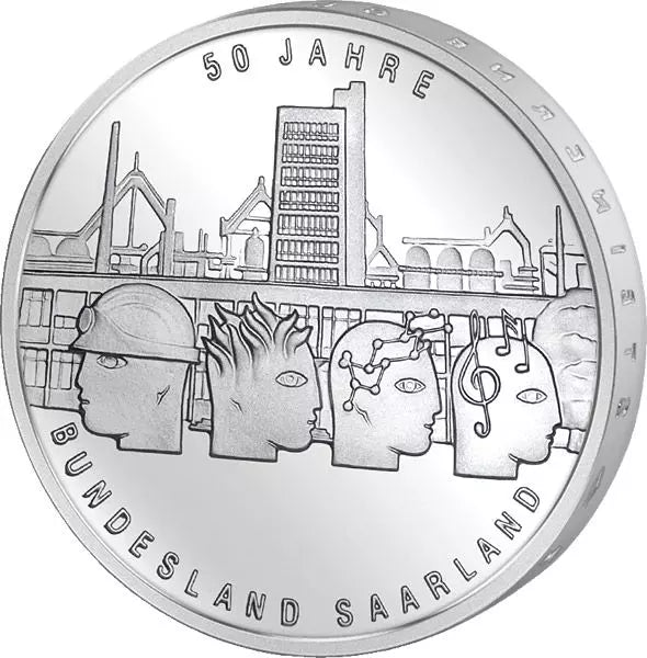 Pièce de 10 euros, République fédérale d'Allemagne, 50 ans du Land de Sarre, 2007, état neuf