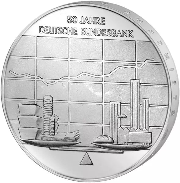 Pièce de 10 euros, République fédérale d'Allemagne, 50 ans de la Banque fédérale allemande, 2007, état neuf