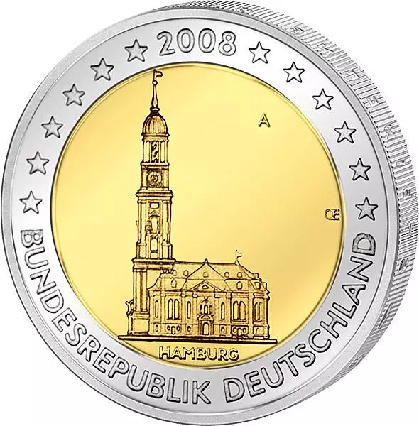 2 euros République fédérale de Hambourg Église Saint-Michel 2008
