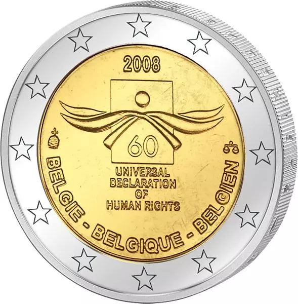 2 euros Belgique 60 ans de droits de l'homme 2008
