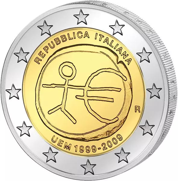 Pièce de 2 euros, commémorant les 10 ans de la WWU (émission conjointe), en parfait état (Italie).