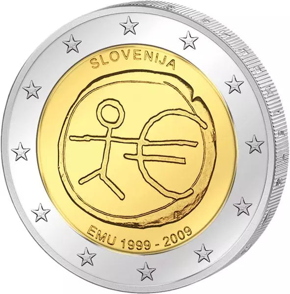Pièce de 2 euros, commémorant les 10 ans de l'Union mondiale des Britanniques (WWU), émise conjointement, en état neuf, Slovénie.