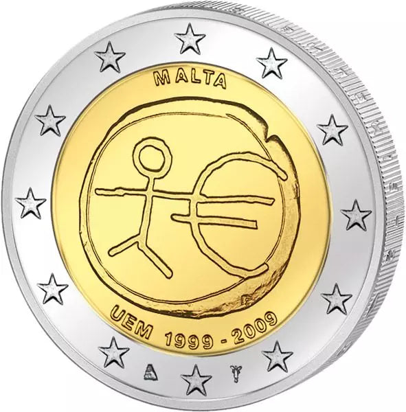 Pièce de 2 euros, commémorant les 10 ans de la WWU (émission conjointe), en parfait état, Malte