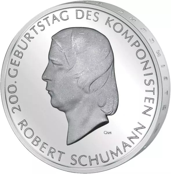 Pièce de 10 euros d'Allemagne, Robert Schumann, 2010, état neuf