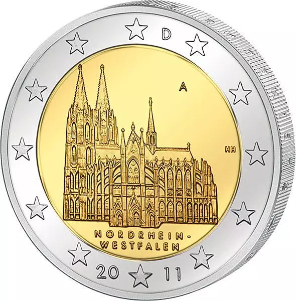 2 euros République fédérale de Rhénanie-du-Nord-Westphalie Cathédrale de Cologne 2011