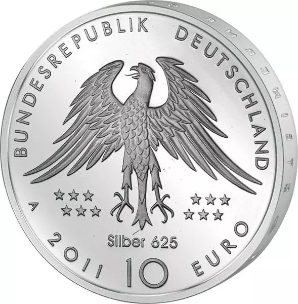 Pièce de 10 euros, Allemagne, 150e anniversaire de la découverte de l'oiseau primitif Archaeopteryx, 2011, état neuf