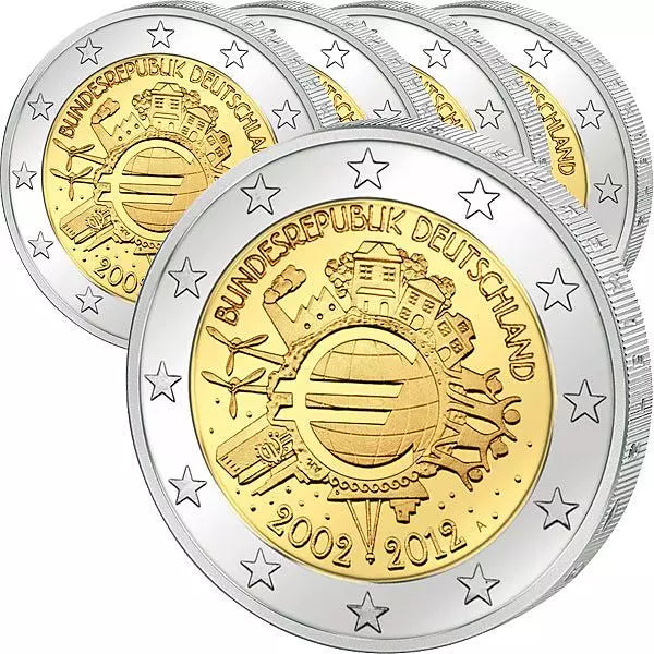 5x2 Euro 10 ans de l'euro Émission conjointe de tous les pays 2012 État neuf (A - J)