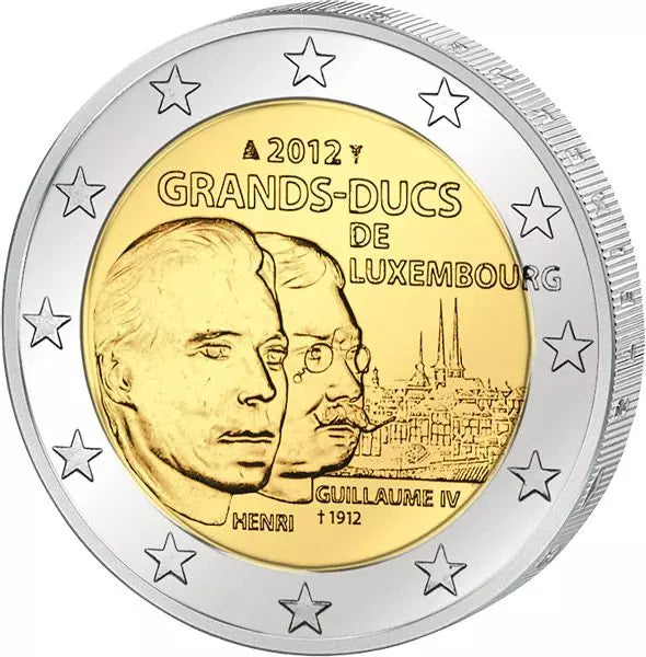 Pièce de 2 euros luxembourgeoise commémorant le centenaire de la mort de Guillaume IV, 2012