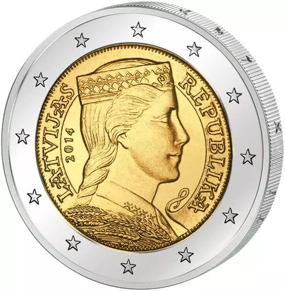 Ensemble de pièces de monnaie lettones en euros