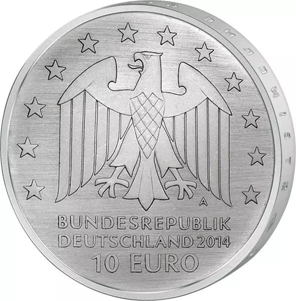 Pièce de 10 euros de la République fédérale d'Allemagne, commémorant le 250e anniversaire de Johann Gottfried Schadow (2014), en état neuf.