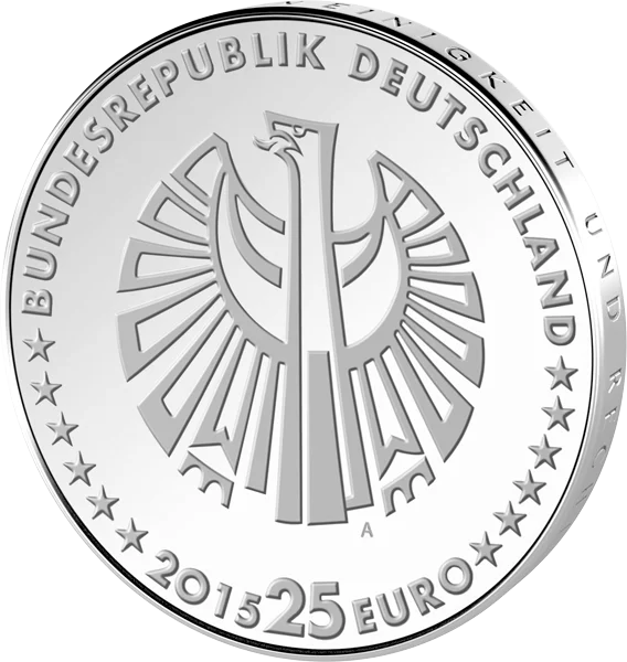 5 x 25 euros République fédérale d'Allemagne 25 ans d'unité allemande 2015 État neuf (A - J)