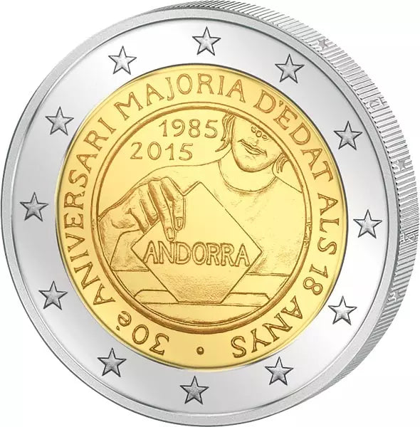 2 euros en Andorre. 30 ans de majorité légale pour les jeunes de 18 ans (2015).