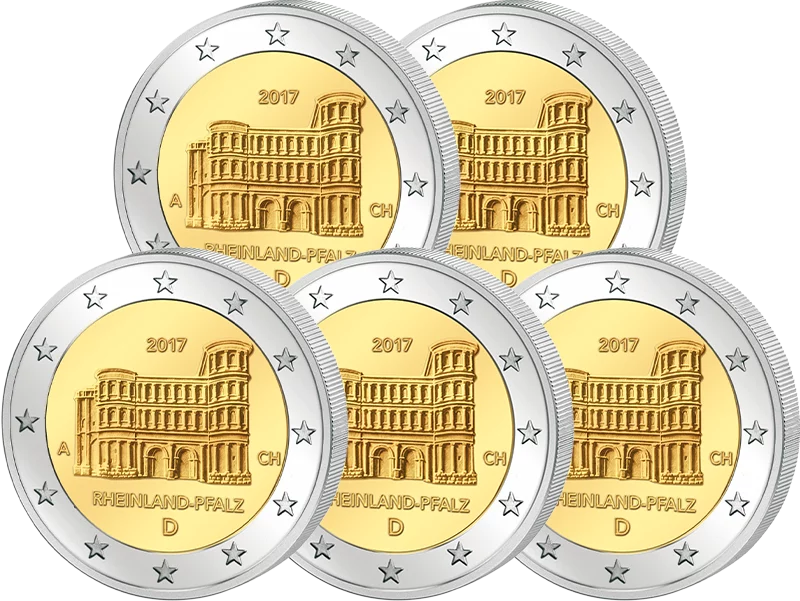 5 x 2 euros Allemagne Rhénanie-Palatinat Porta Nigra 2017 état neuf (A - J)
