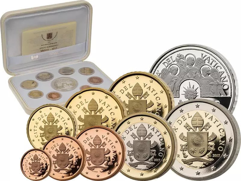 Coffret de pièces en euros du Vatican 2017, qualité Belle Épreuve, avec timbre-poste