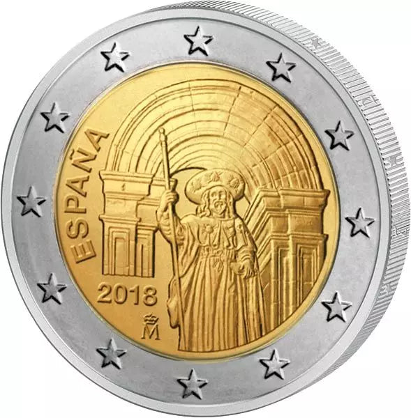 2 euros Espagne Site du patrimoine mondial de l'UNESCO Vieille ville de Saint-Jacques-de-Compostelle 2018