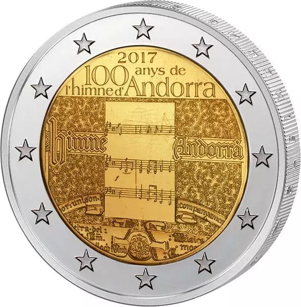 2 euros Andorre 100 ans de l'hymne d'Andorre 2017