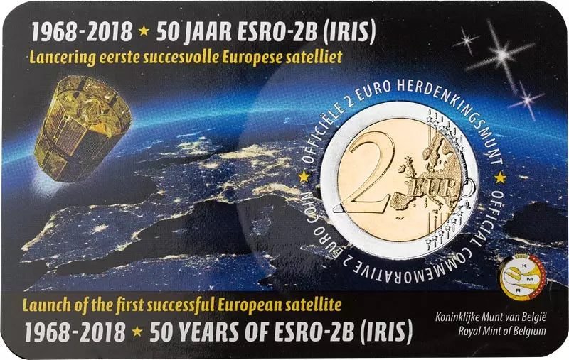 2 euros Belgique 50e anniversaire du lancement du satellite ESRO-2B 2018