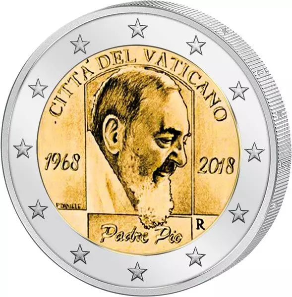 2 euros Vatican 50e anniversaire de la mort de Padre Pio 2018