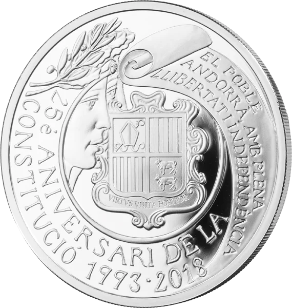 5 euros Andorre 25 ans de la Constitution d'Andorre 2018