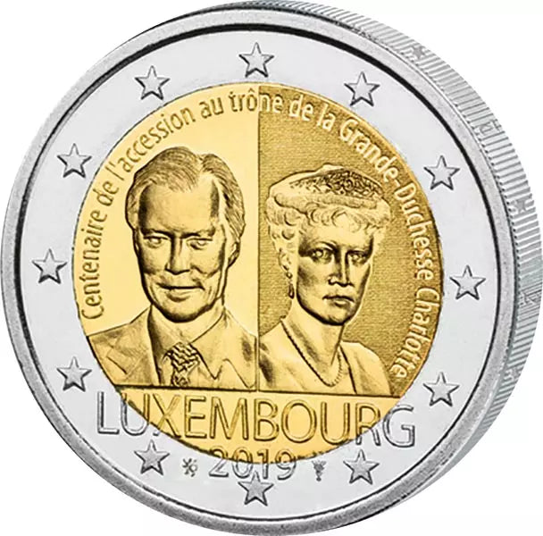 2 euros Luxembourg 100e anniversaire de l'accession au trône de la grande-duchesse Charlotte 2019