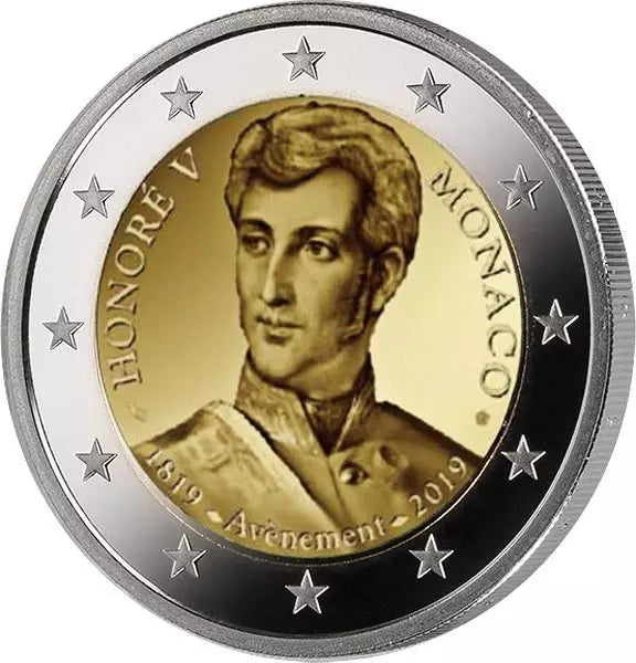 2 euros Monaco 200e anniversaire de l'accession au trône du prince Honoré V. 2019