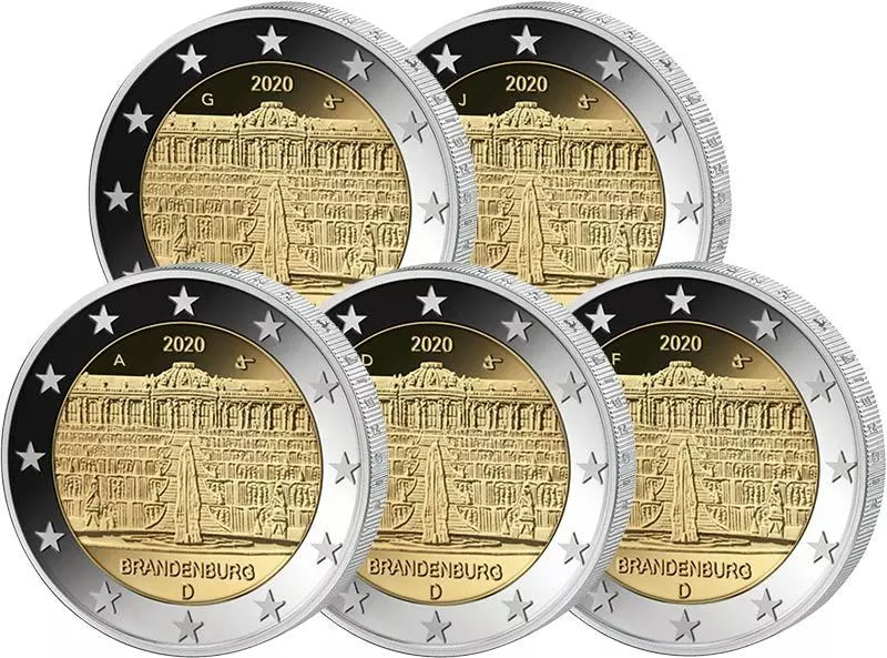 5 x 2 euros Allemagne Brandebourg Sanssouci 2020 état neuf (A - J)