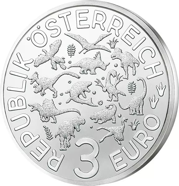 3 euros Autriche Super-Dinosaure Pachycephalosaurus 2022
